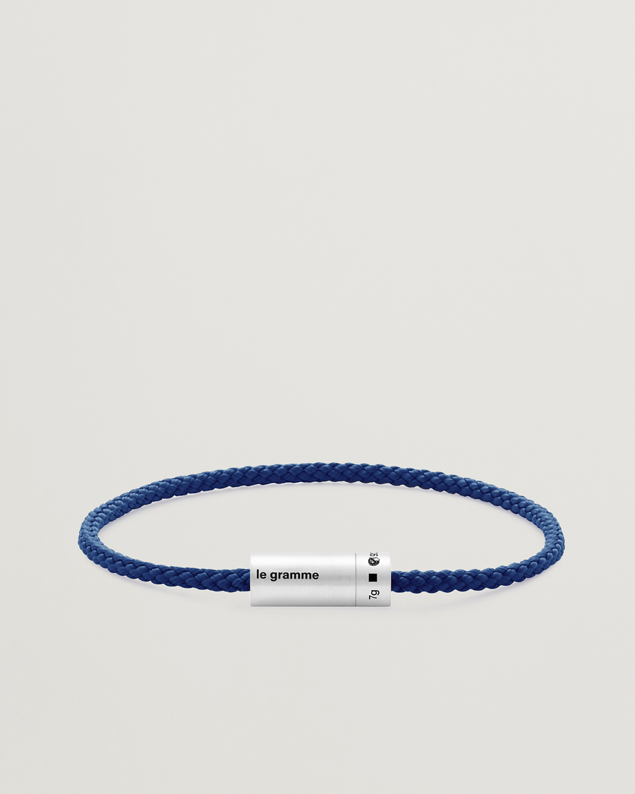 Men | Jewellery | LE GRAMME | Nato Cable Bracelet Blue/Sterling Silver 7g