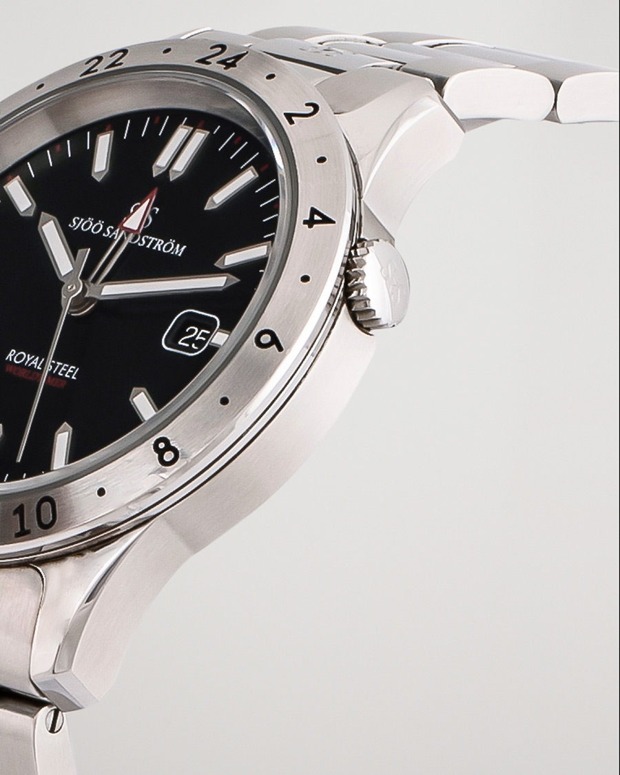 Men | Sjöö Sandström Pre-Owned Royal Steel Worldstimer 41mm SS-1841-WT Steel Black | Sjöö Sandström Pre-Owned | Royal Steel Worldstimer 41mm SS-1841-WT Steel Black