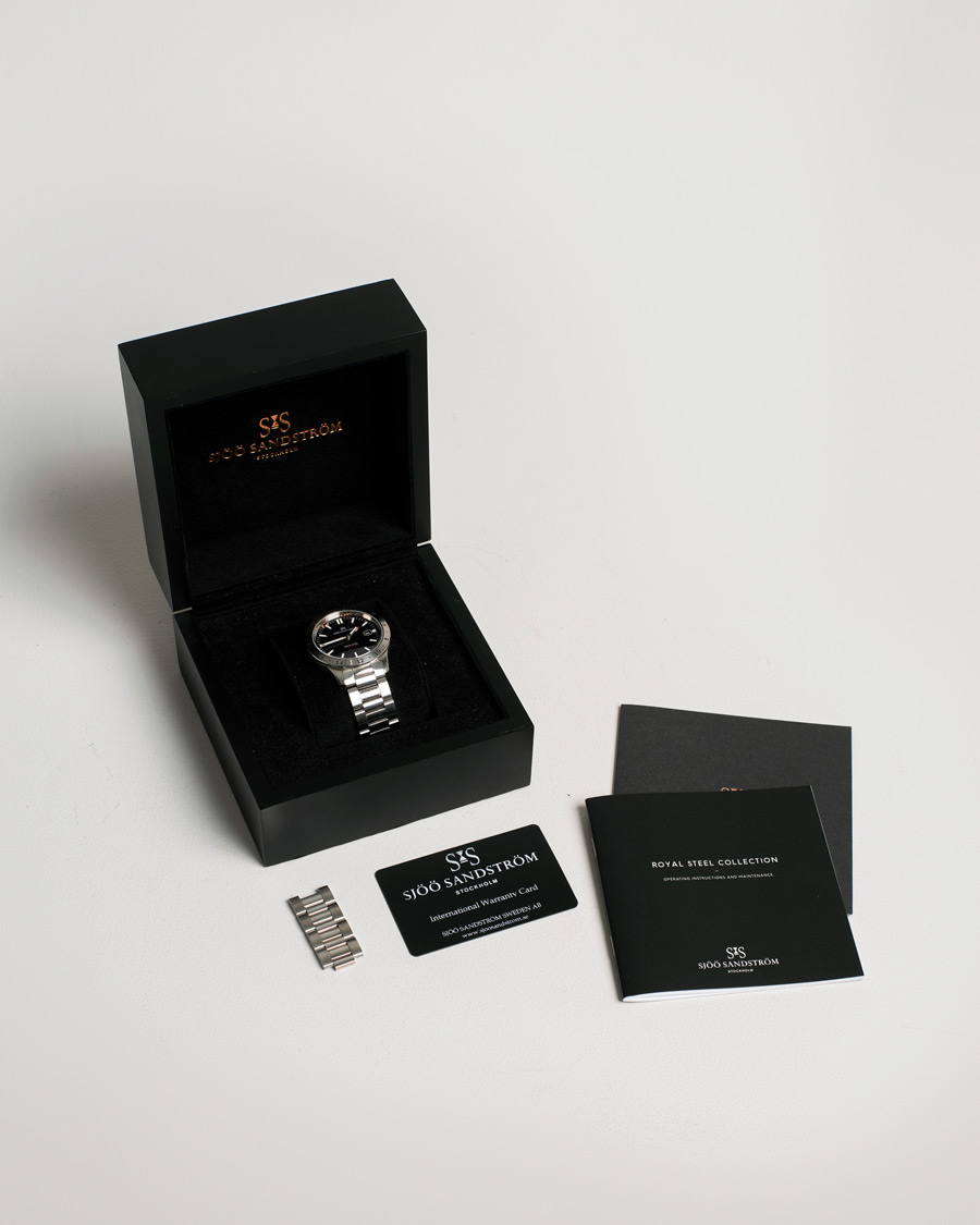 Men | Sjöö Sandström Pre-Owned Royal Steel Worldstimer 41mm SS-1841-WT Steel Black | Sjöö Sandström Pre-Owned | Royal Steel Worldstimer 41mm SS-1841-WT Steel Black