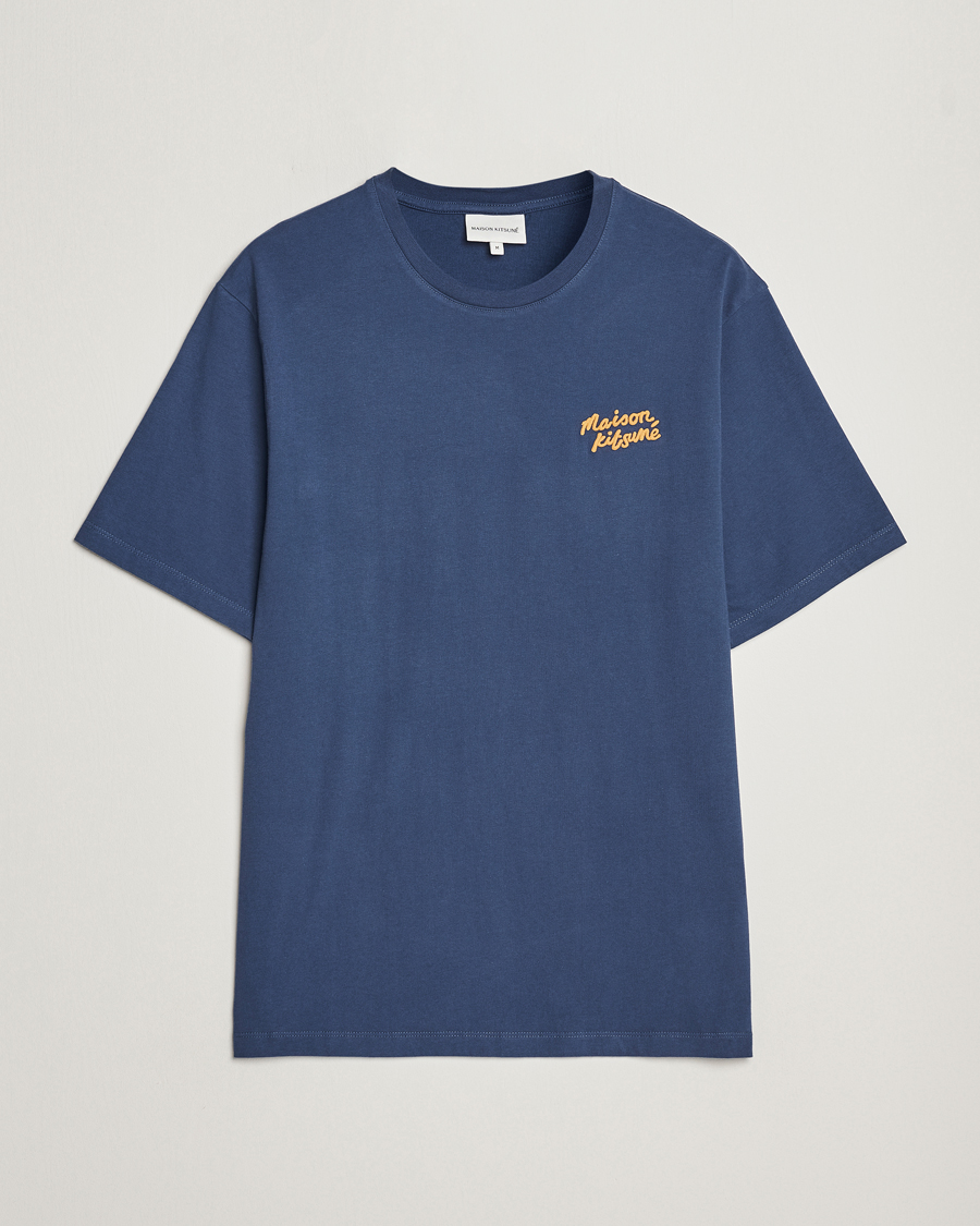 Men | T-Shirts | Maison Kitsuné | Mini Handwriting T-shirt Blue Denim