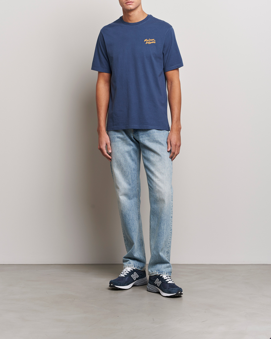 Men | T-Shirts | Maison Kitsuné | Mini Handwriting T-shirt Blue Denim