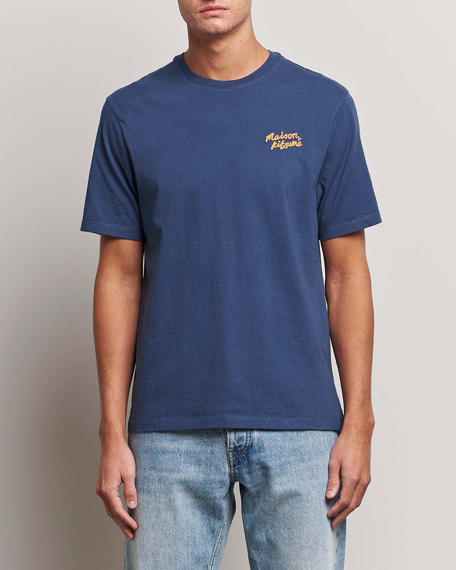 Men | T-Shirts | Maison Kitsuné | Mini Handwriting T-shirt Blue Denim
