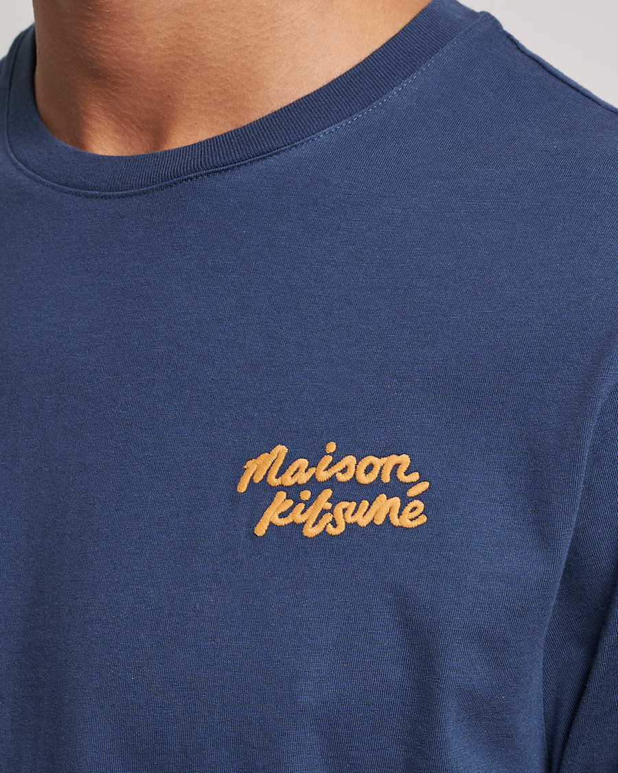 Men | T-Shirts | Maison Kitsuné | Mini Handwriting T-shirt Blue Denim