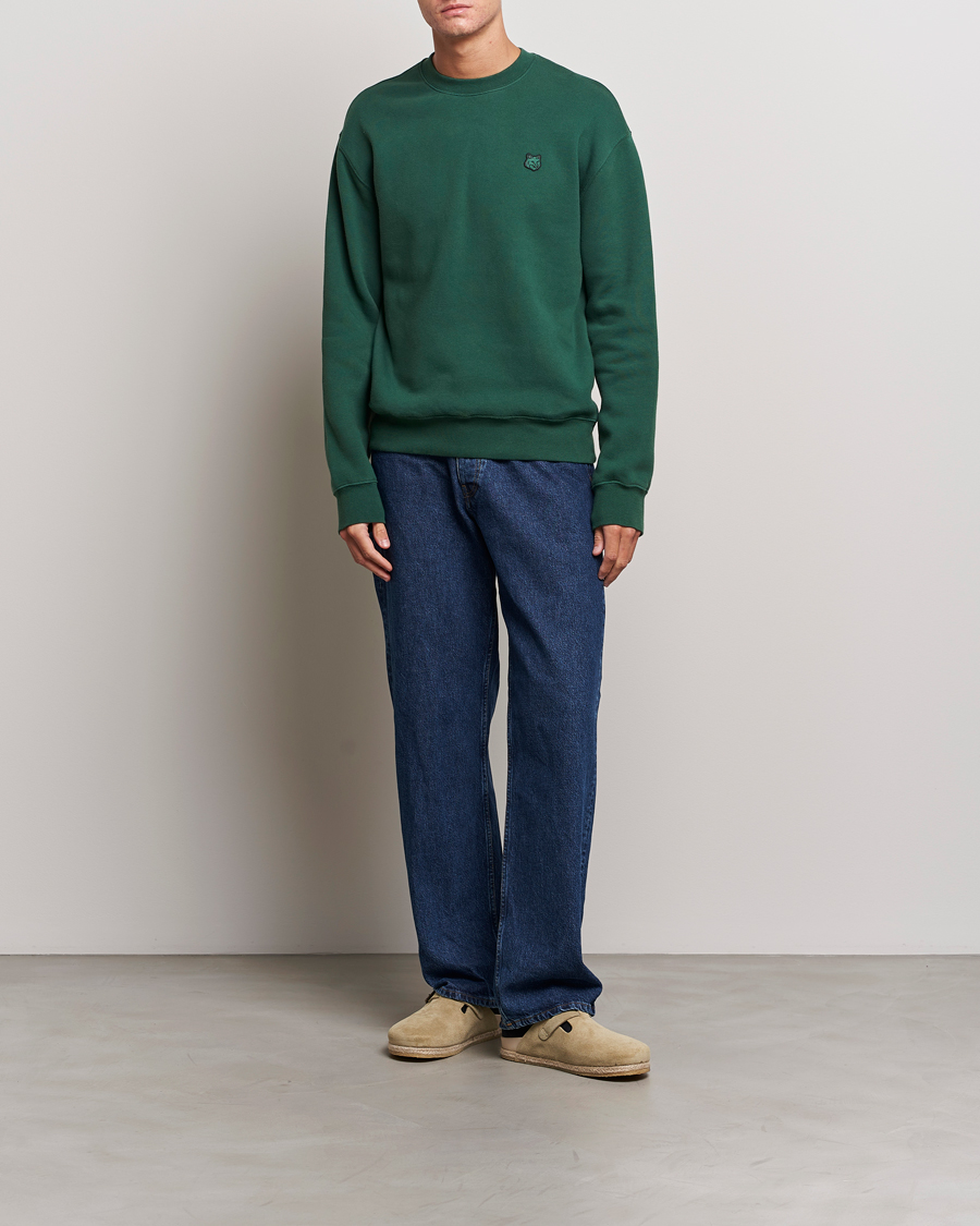Men | Sweaters & Knitwear | Maison Kitsuné | Tonal Fox Head Sweatshirt Bottle Green
