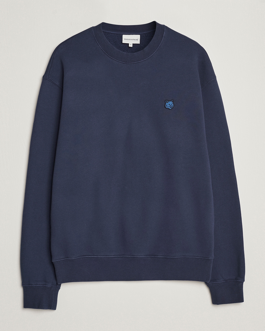 Men | Sweaters & Knitwear | Maison Kitsuné | Tonal Fox Head Sweatshirt Ink Blue
