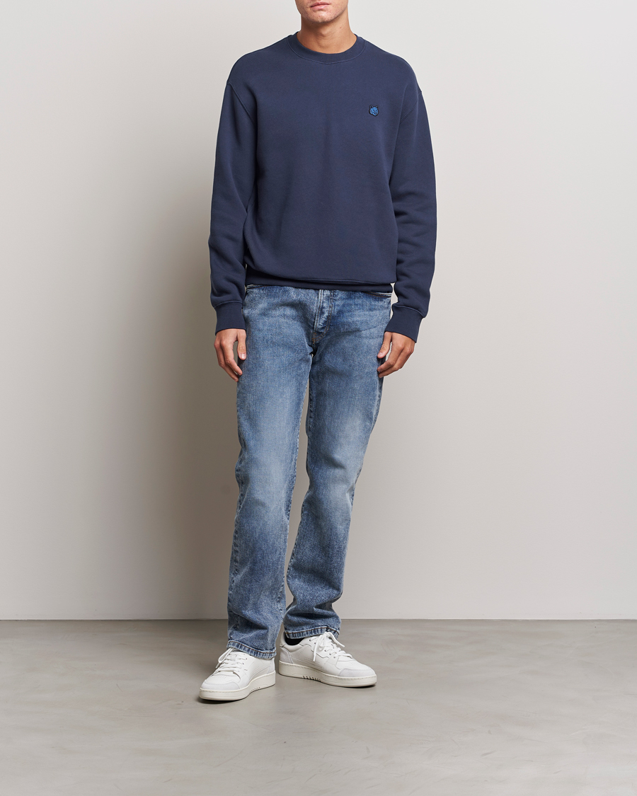 Men | Sweaters & Knitwear | Maison Kitsuné | Tonal Fox Head Sweatshirt Ink Blue