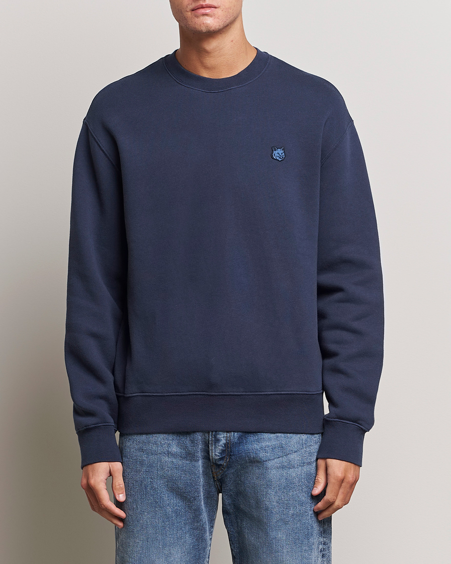Men | Maison Kitsuné | Maison Kitsuné | Tonal Fox Head Sweatshirt Ink Blue