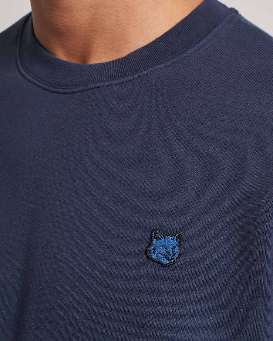 Men | Sweaters & Knitwear | Maison Kitsuné | Tonal Fox Head Sweatshirt Ink Blue