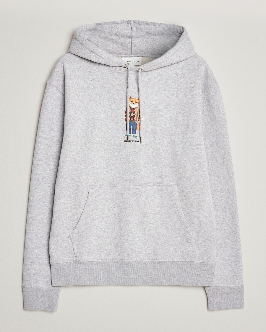 Men | Sweaters & Knitwear | Maison Kitsuné | Dressed Fox Hoodie Light Grey Melange