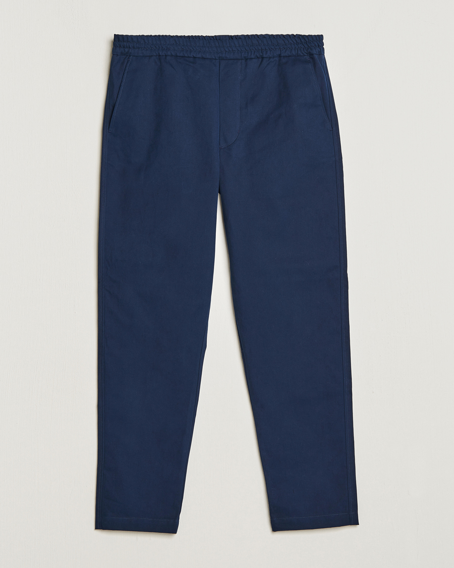 Men | Drawstring Trousers | Maison Kitsuné | Cotton Drawstring Pants Ink Blue