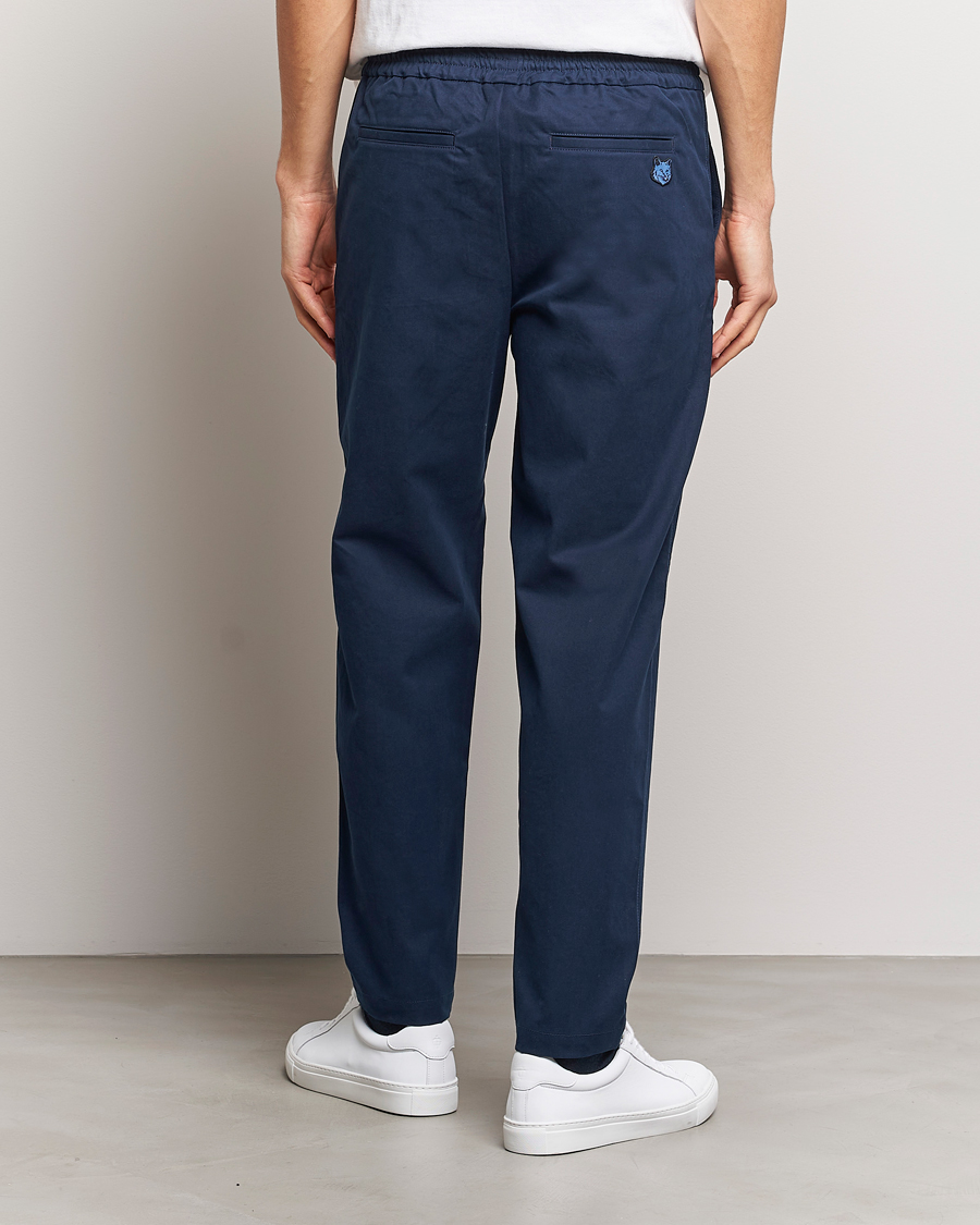 Men | Trousers | Maison Kitsuné | Cotton Drawstring Pants Ink Blue