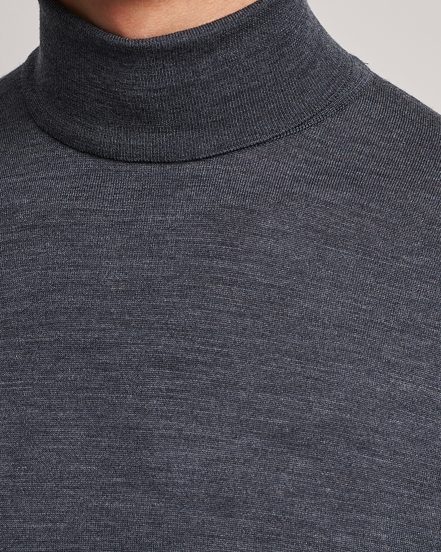 Men | Sweaters & Knitwear | John Smedley | Cherwell Extra Fine Merino Rollneck Charcoal
