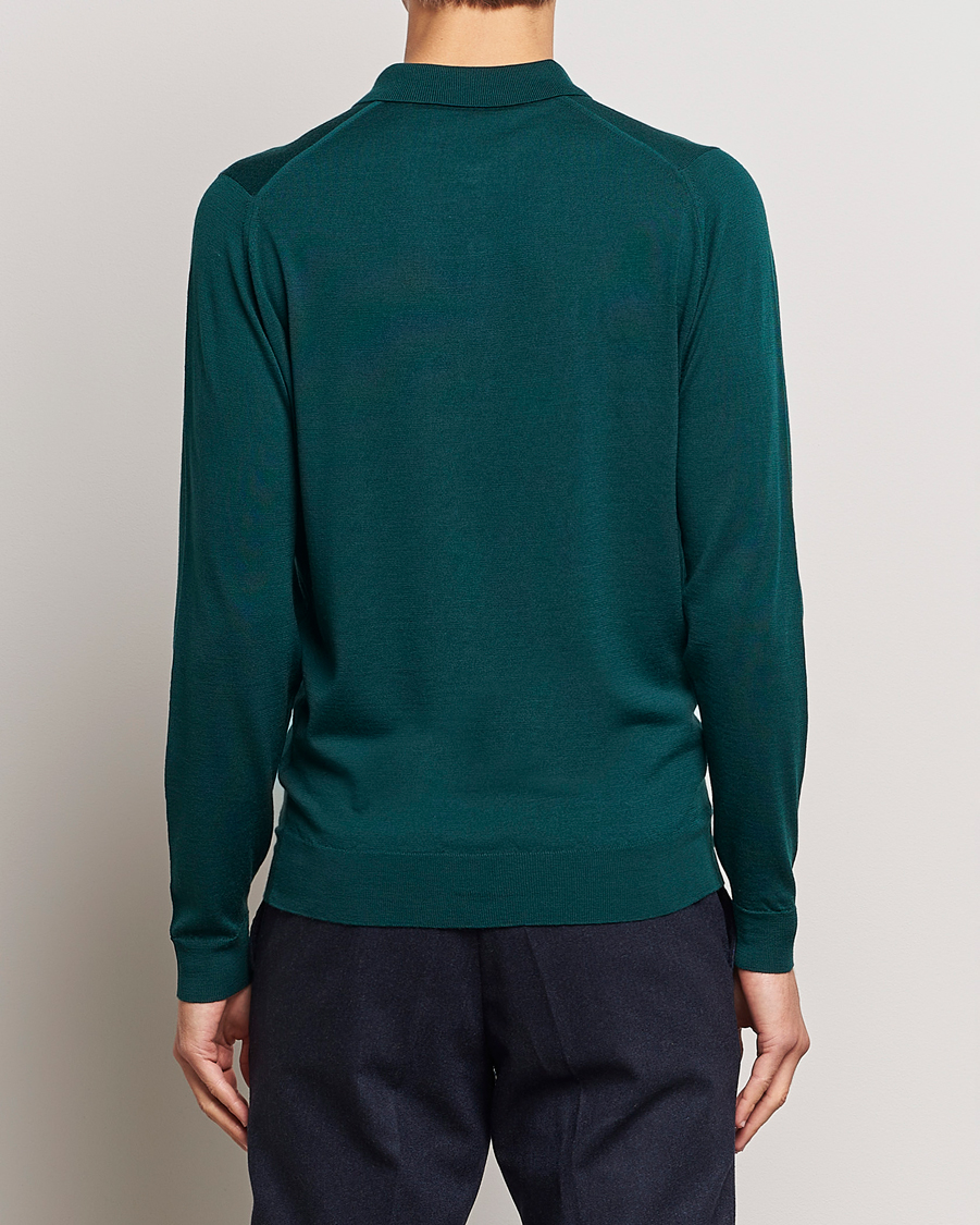 Men | Sweaters & Knitwear | John Smedley | Belper Extra Fine Merino Polo Pullover Pine Green