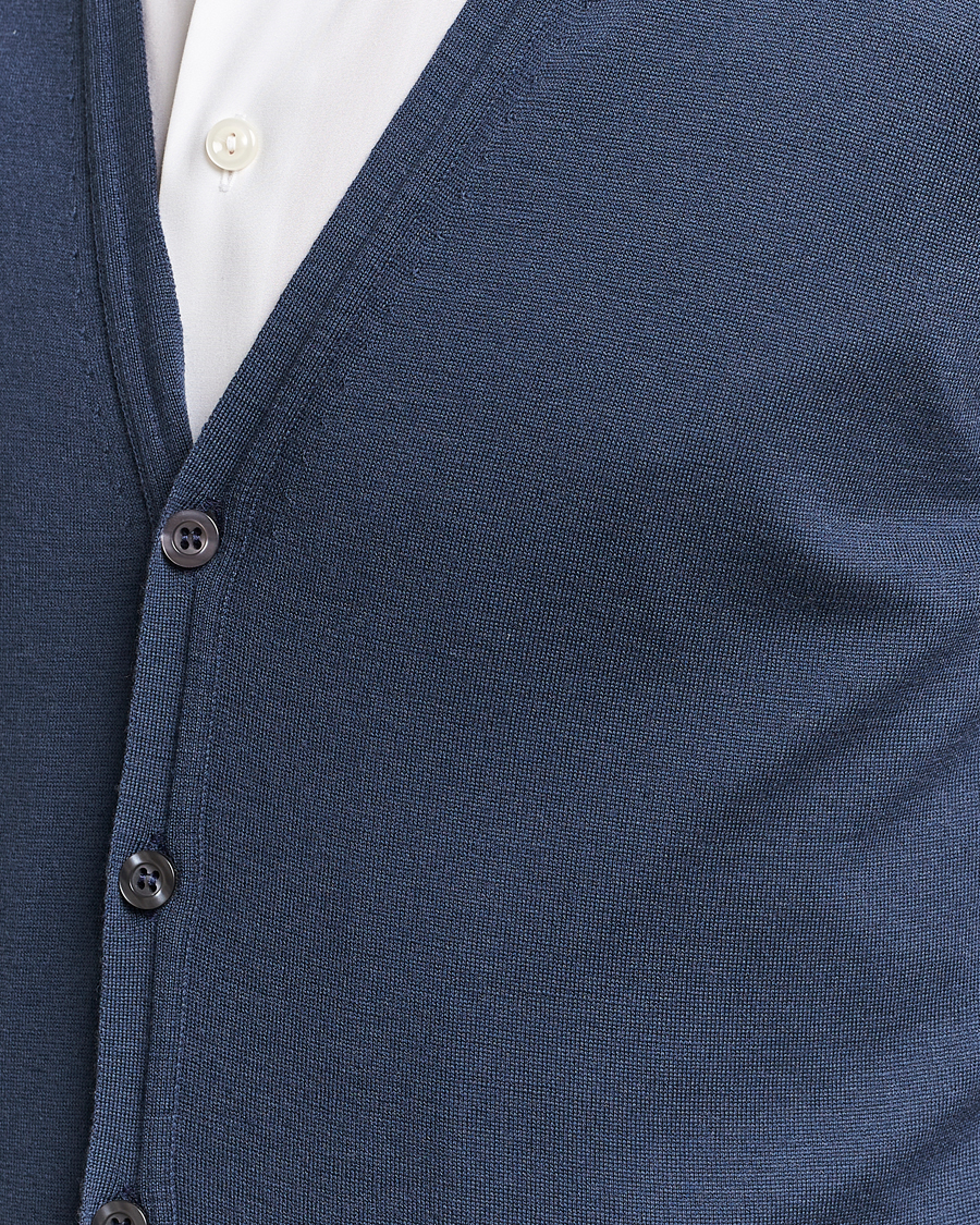 Men | Sweaters & Knitwear | John Smedley | Huntswood Slim Fit Waistcoat Smoke Blue