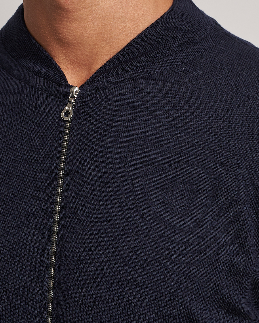 Men | Sweaters & Knitwear | John Smedley | Maclean Extra Fine Merin Full Zip Midnight