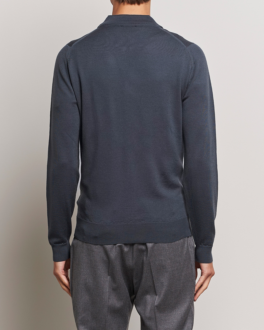 Men | Sweaters & Knitwear | John Smedley | Maclean Extra Fine Merin Full Zip Slate Grey