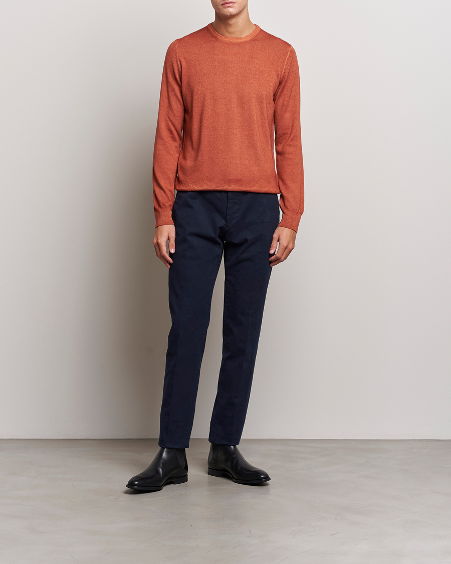Men | Sweaters & Knitwear | Gran Sasso | Vintage Merino Fashion Fit Crew Neck Pullover Rust