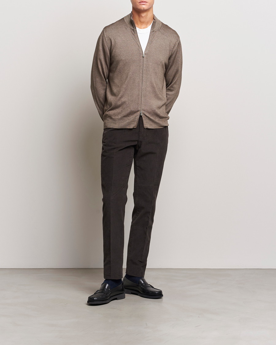 Men | Sweaters & Knitwear | Gran Sasso | Vintage Merino Fashion Fit Full Zip Beige