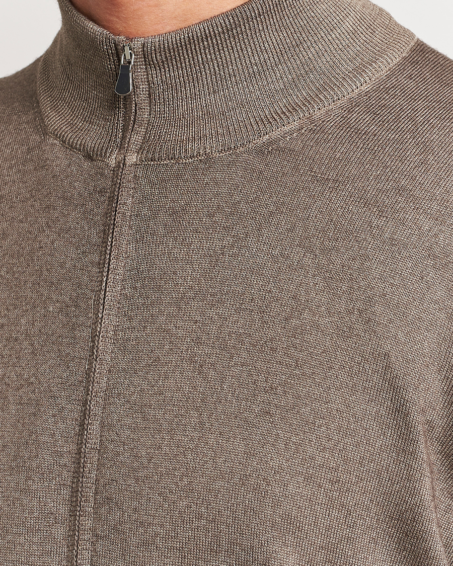 Men | Sweaters & Knitwear | Gran Sasso | Vintage Merino Fashion Fit Full Zip Beige