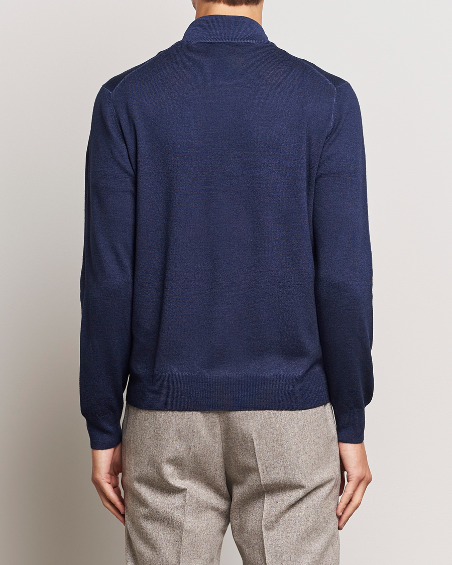 Men | Sweaters & Knitwear | Gran Sasso | Vintage Merino Fashion Fit Full Zip Navy