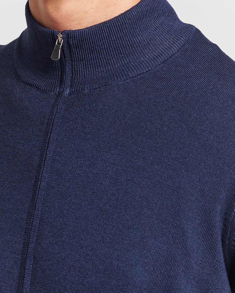Men | Sweaters & Knitwear | Gran Sasso | Vintage Merino Fashion Fit Full Zip Navy