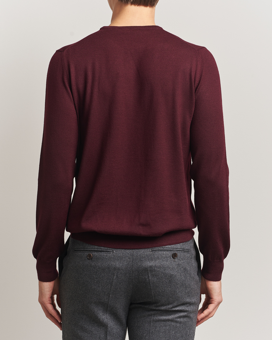 Gran Sasso Merino Fashion Fit Crew Neck Pullover Burgundy at