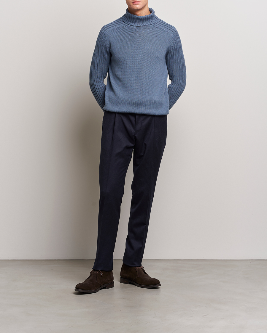 Men | Sweaters & Knitwear | Gran Sasso | Rainwool Rollneck Dusty Blue