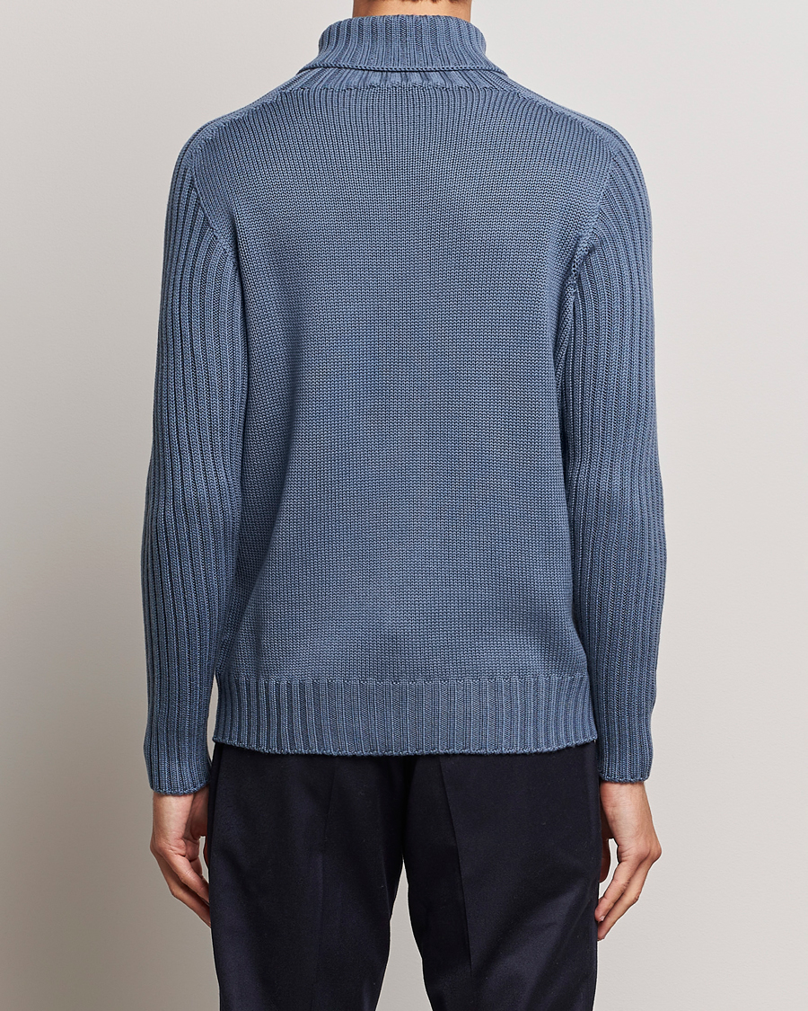 Men | Sweaters & Knitwear | Gran Sasso | Rainwool Rollneck Dusty Blue