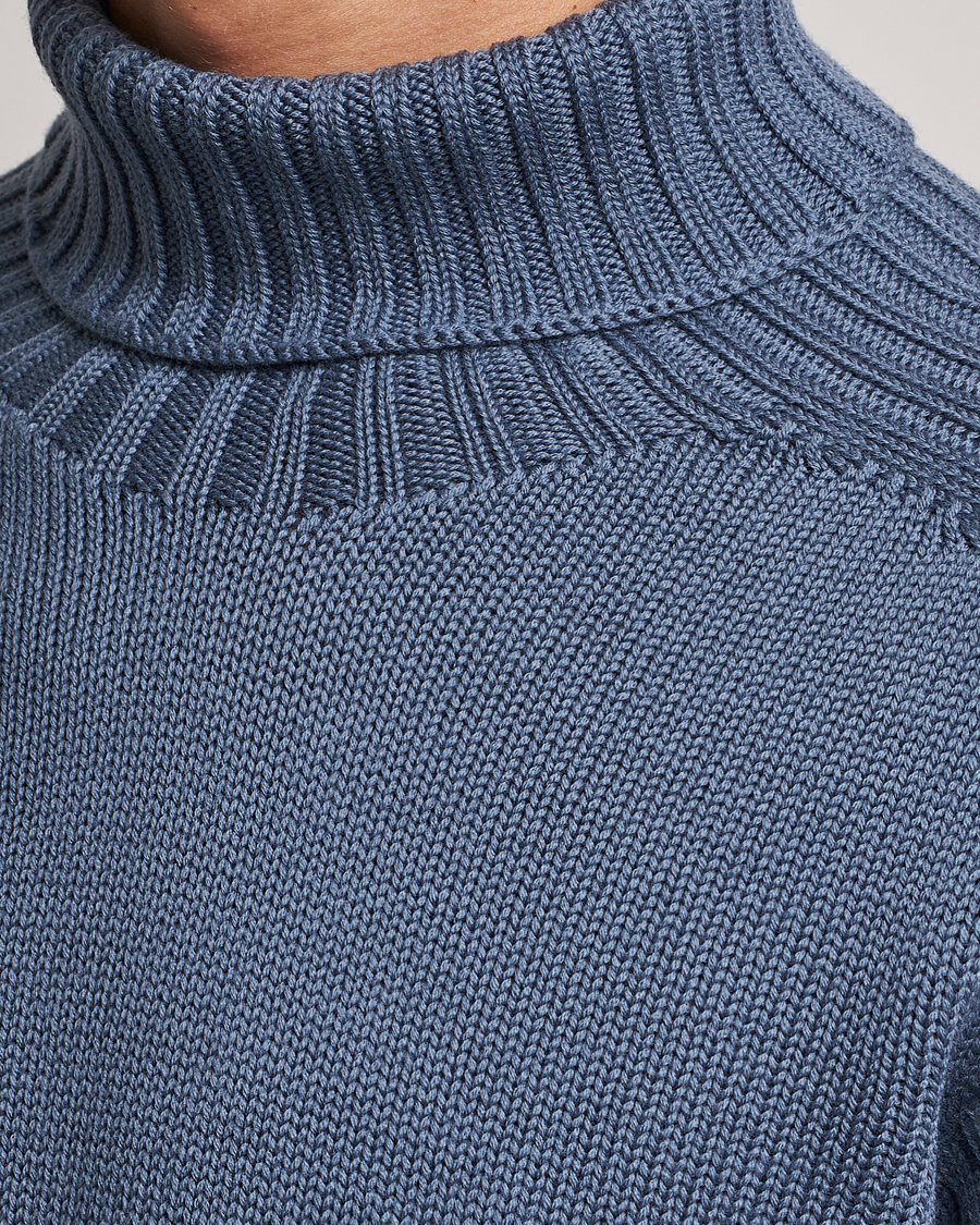 Men | Sweaters & Knitwear | Gran Sasso | Rainwool Rollneck Dusty Blue