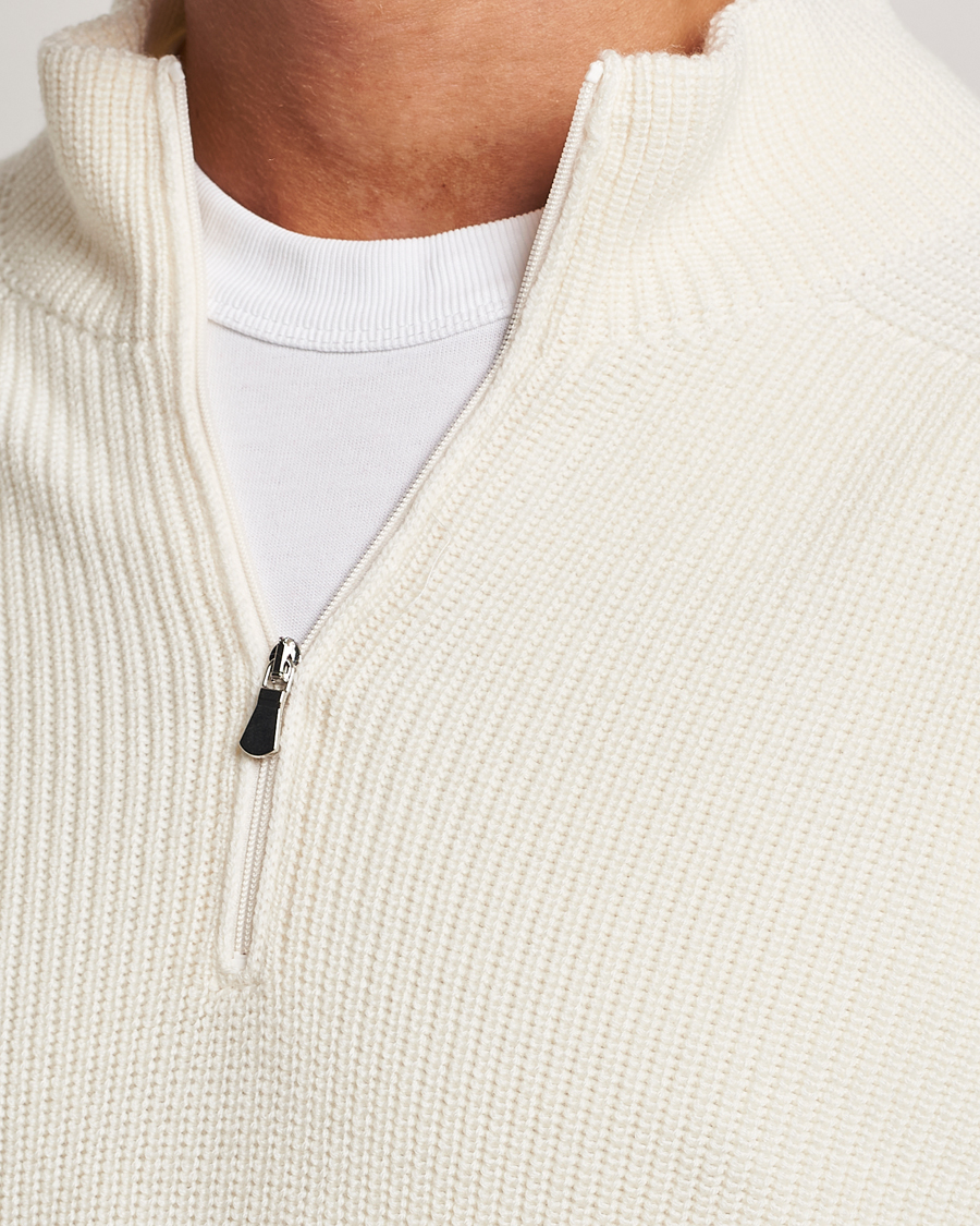 Men | Sweaters & Knitwear | Gran Sasso | Rainwool Half Zip White