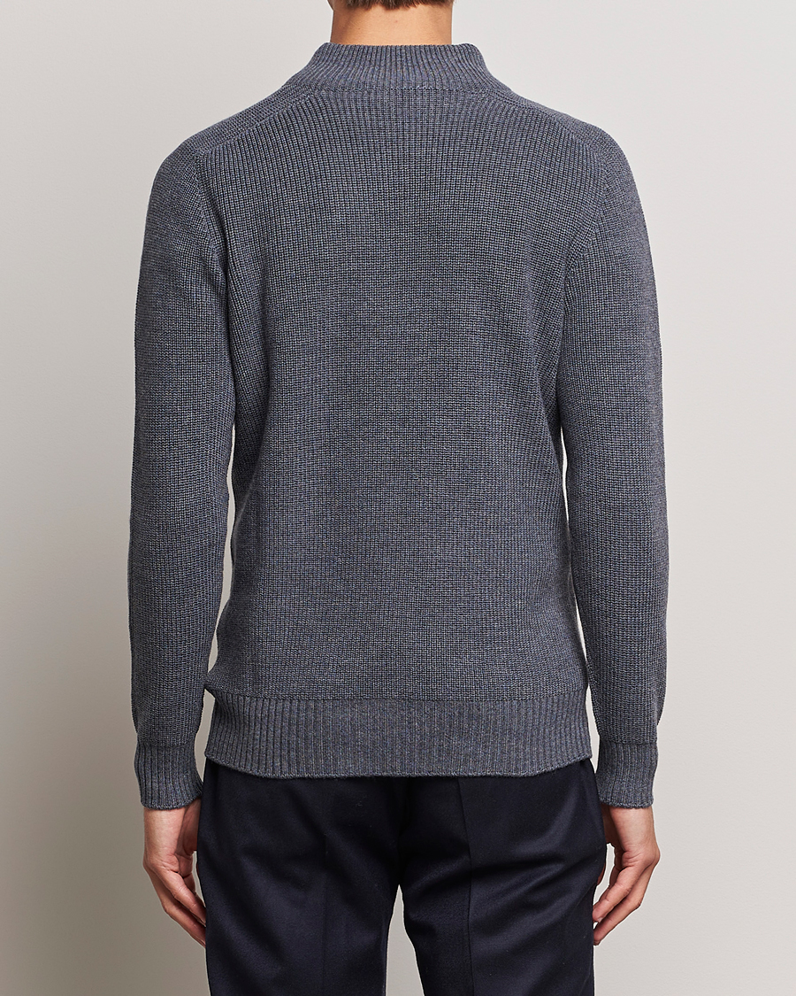 Men | Sweaters & Knitwear | Gran Sasso | Rainwool Half Zip Grey Melange