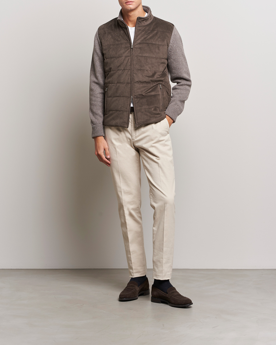 Men | Sweaters & Knitwear | Gran Sasso | Wool/Alcantara Full Zip Grey