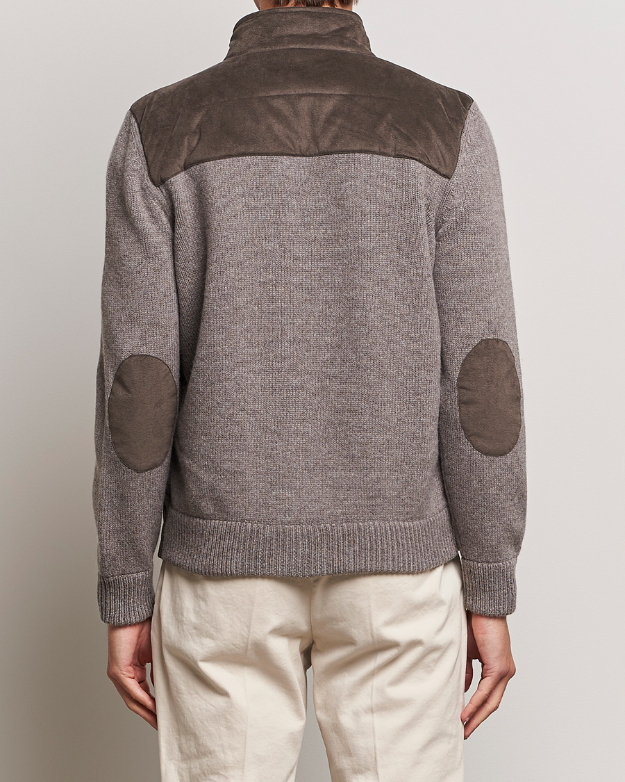 Men | Sweaters & Knitwear | Gran Sasso | Wool/Alcantara Full Zip Grey