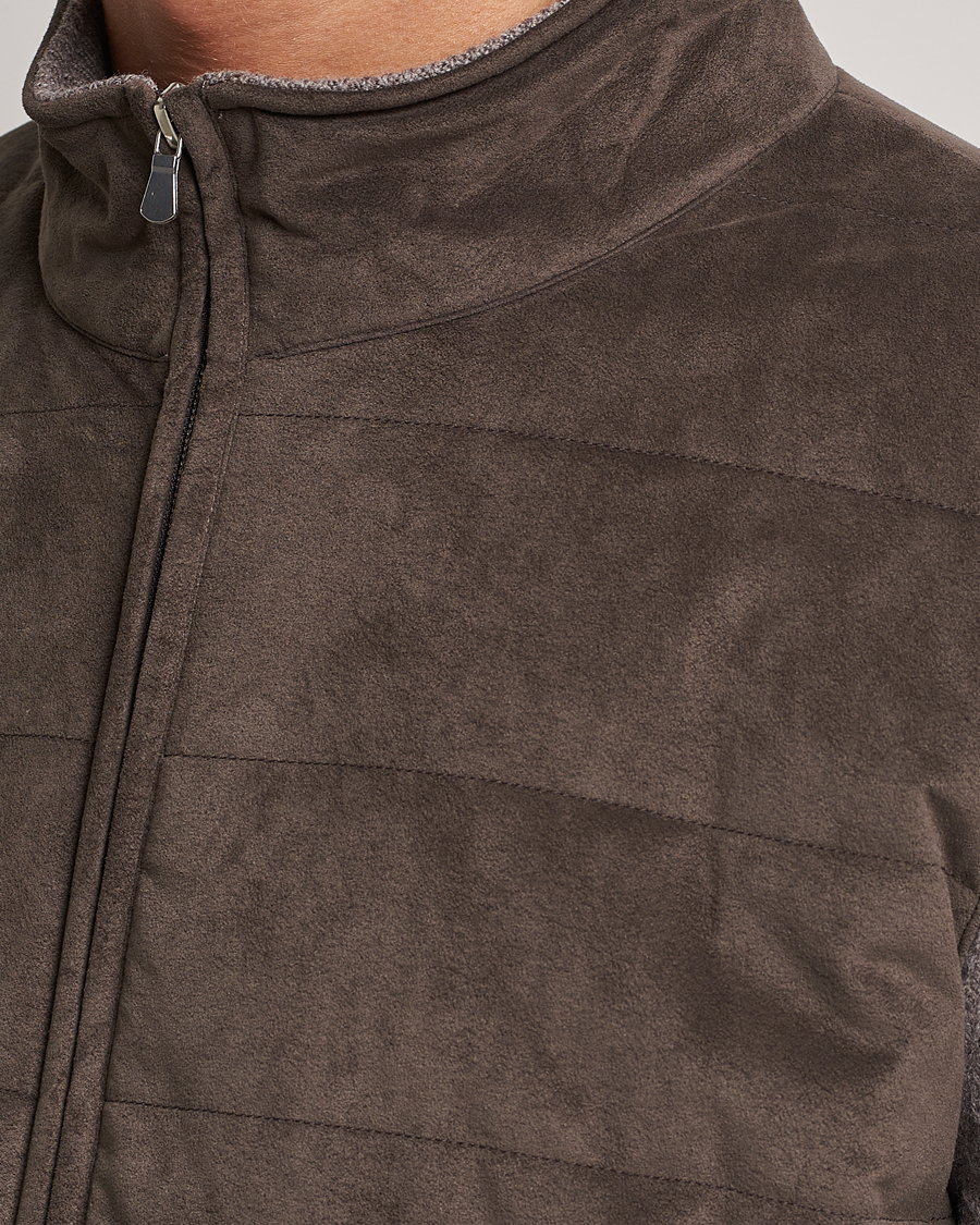 Men | Sweaters & Knitwear | Gran Sasso | Wool/Alcantara Full Zip Grey