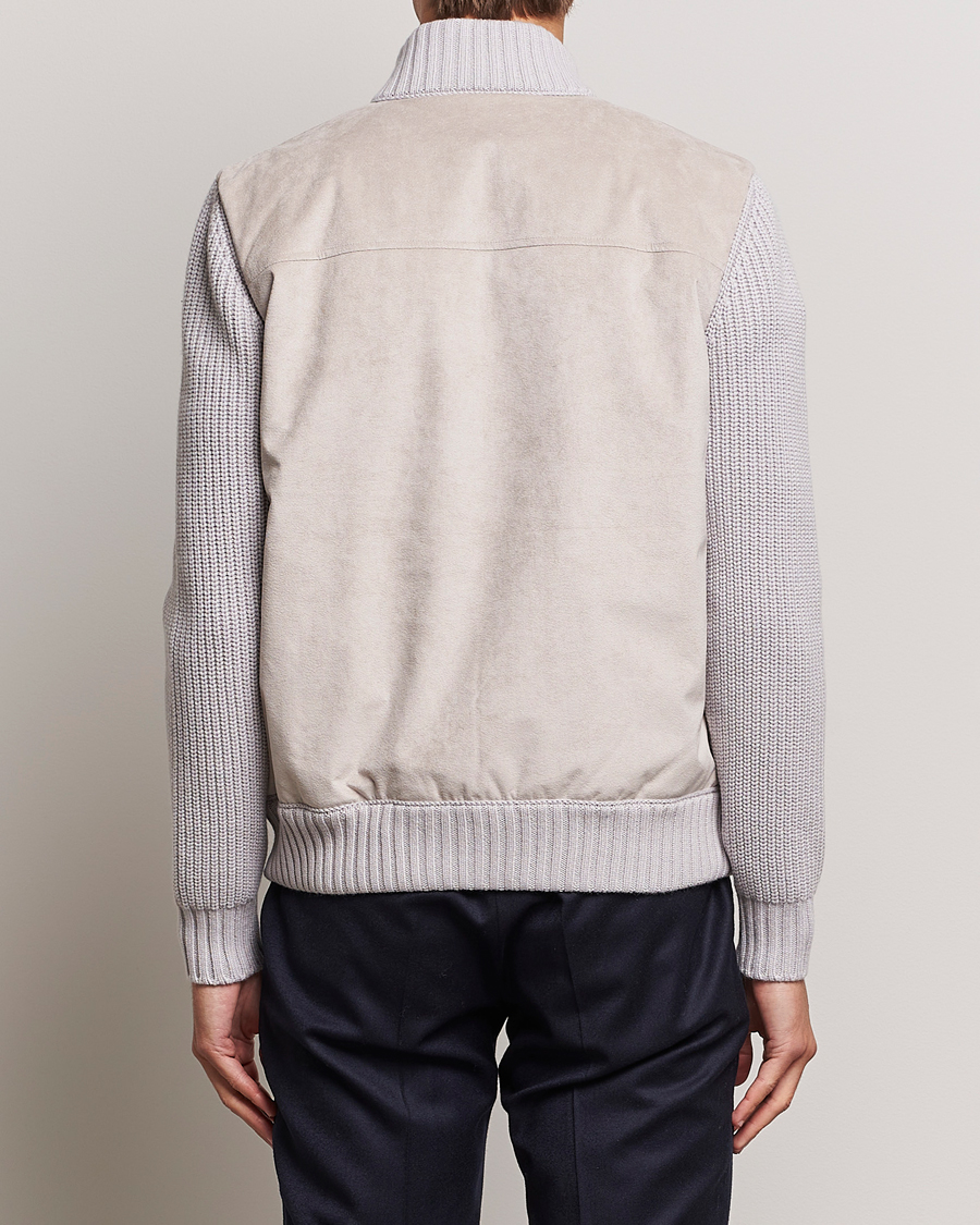 Men | Coats & Jackets | Gran Sasso | Wool/Alcantara Padded Full Zip Sand/Creme