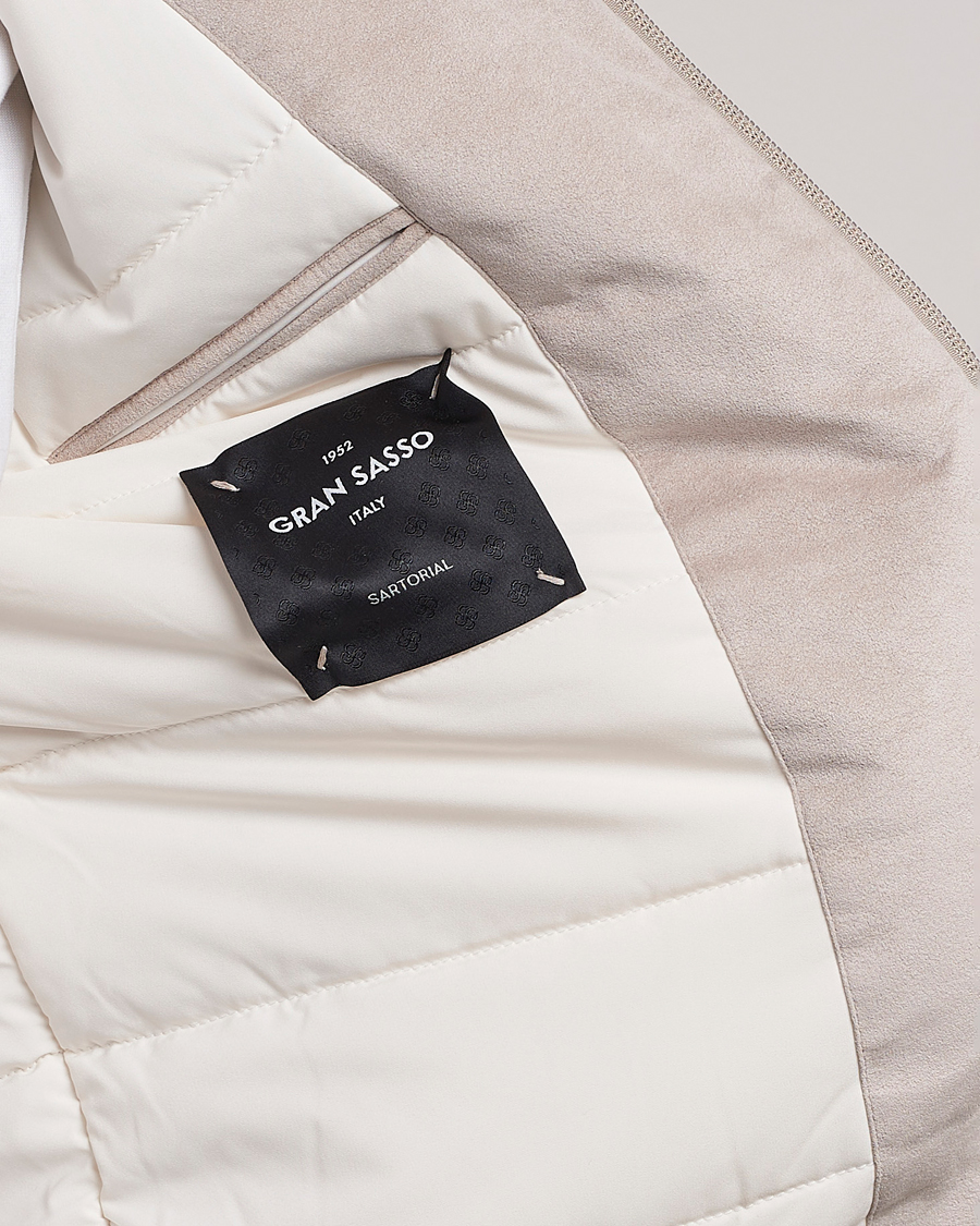 Men | Coats & Jackets | Gran Sasso | Wool/Alcantara Padded Full Zip Sand/Creme