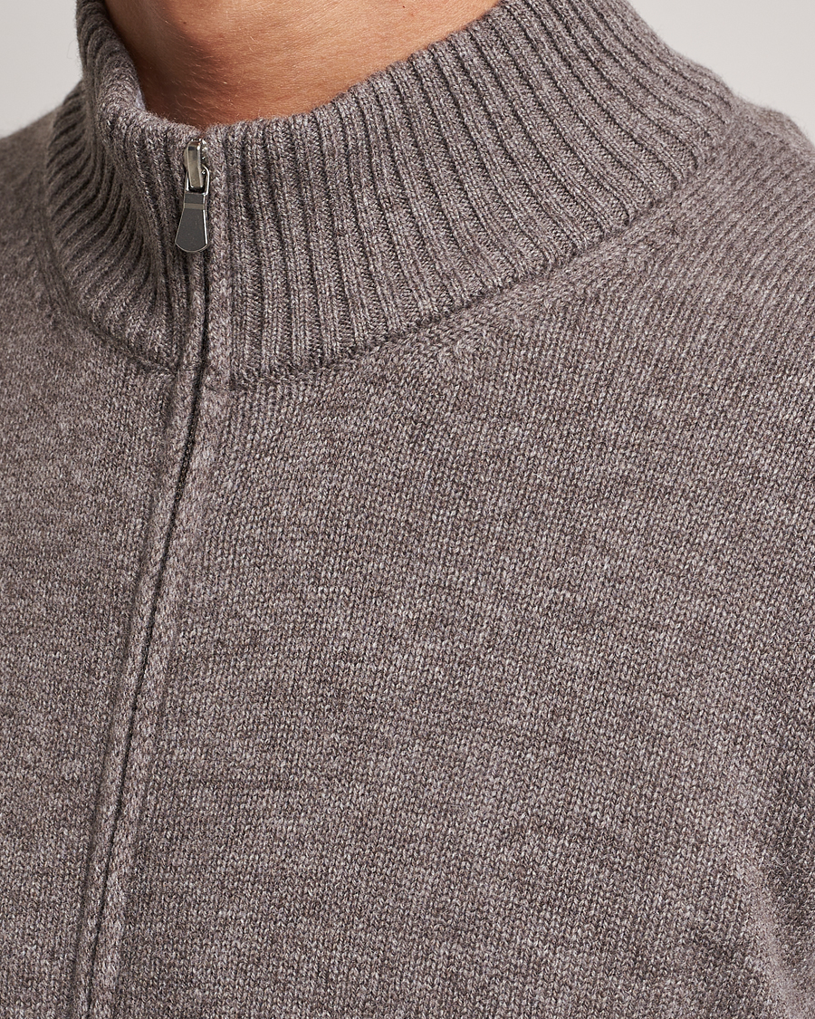Men | Sweaters & Knitwear | Gran Sasso | Wool/Cashmere Full Zip Light Brown Melange