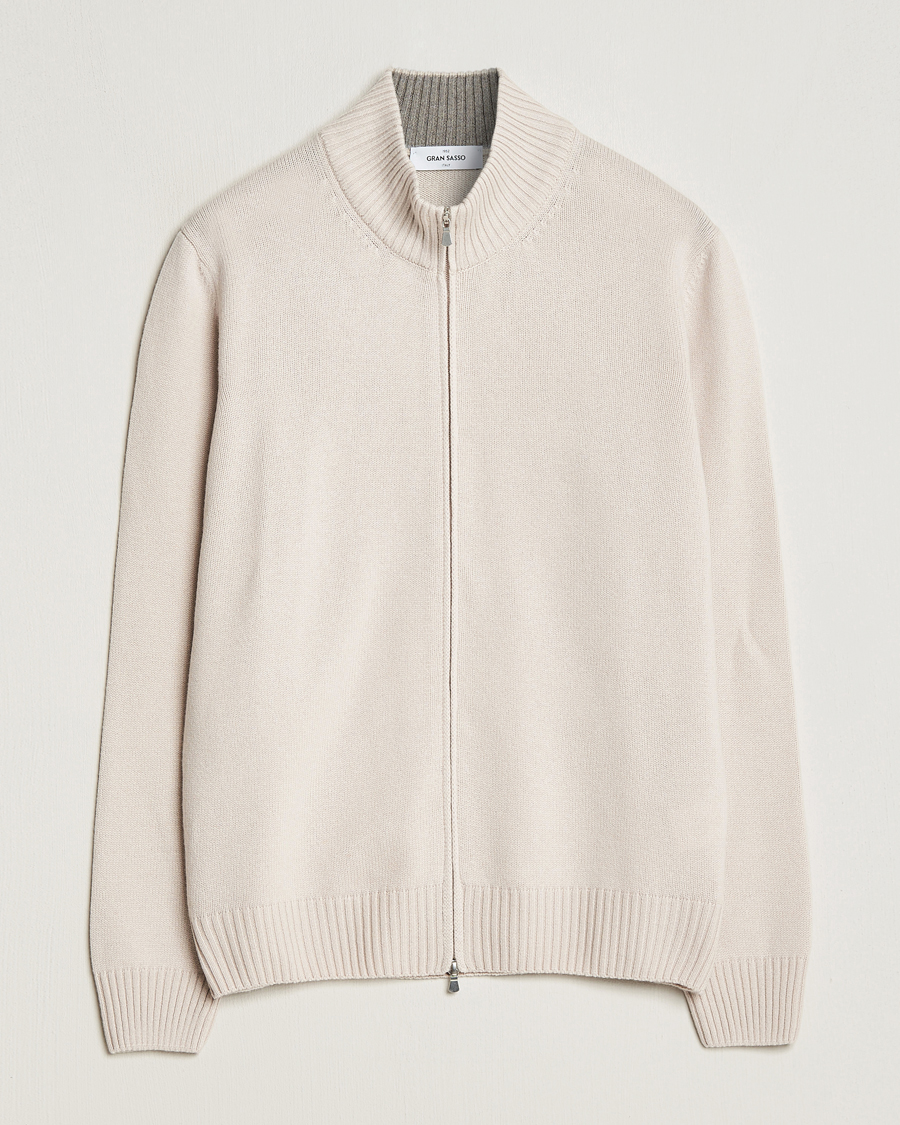 Men | Sweaters & Knitwear | Gran Sasso | Wool/Cashmere Full Zip Creme