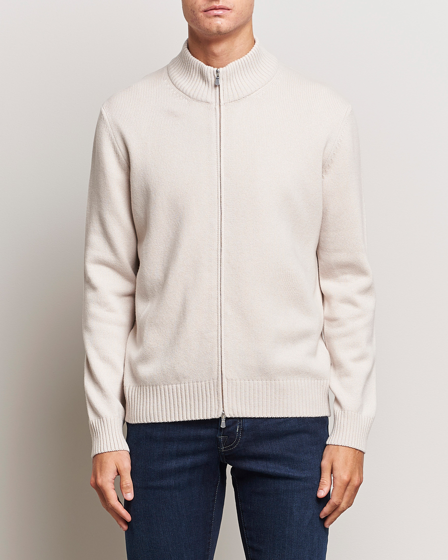 Men | Sweaters & Knitwear | Gran Sasso | Wool/Cashmere Full Zip Creme