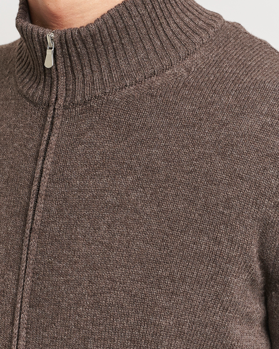 Men | Sweaters & Knitwear | Gran Sasso | Wool/Cashmere Full Zip Brown Melange