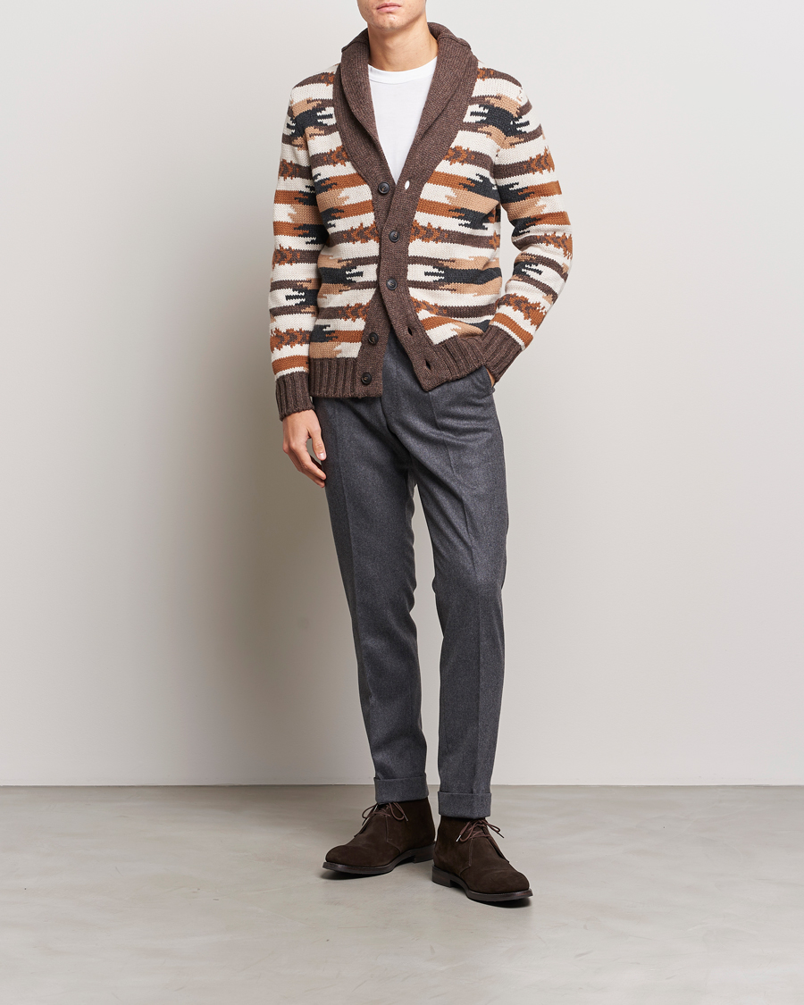 Men | Sweaters & Knitwear | Gran Sasso | Aspen Heavy Knitted Wool Cardigan Multi