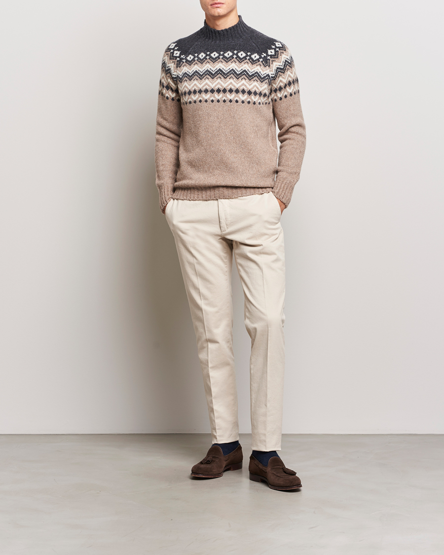 Men | Sweaters & Knitwear | Gran Sasso | Aspen Wool Fairisle Crew Neck Sweater Beige/Grey