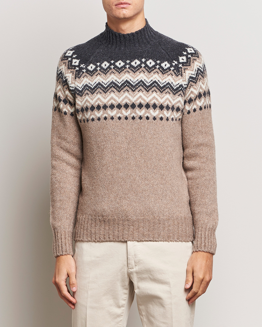 Men | Sweaters & Knitwear | Gran Sasso | Aspen Wool Fairisle Crew Neck Sweater Beige/Grey