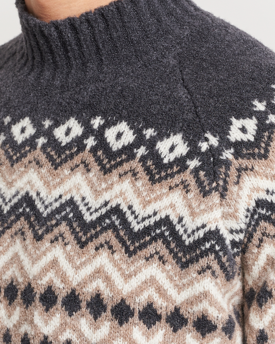Men | Sweaters & Knitwear | Gran Sasso | Aspen Wool Fairisle Crew Neck Sweater Beige/Grey