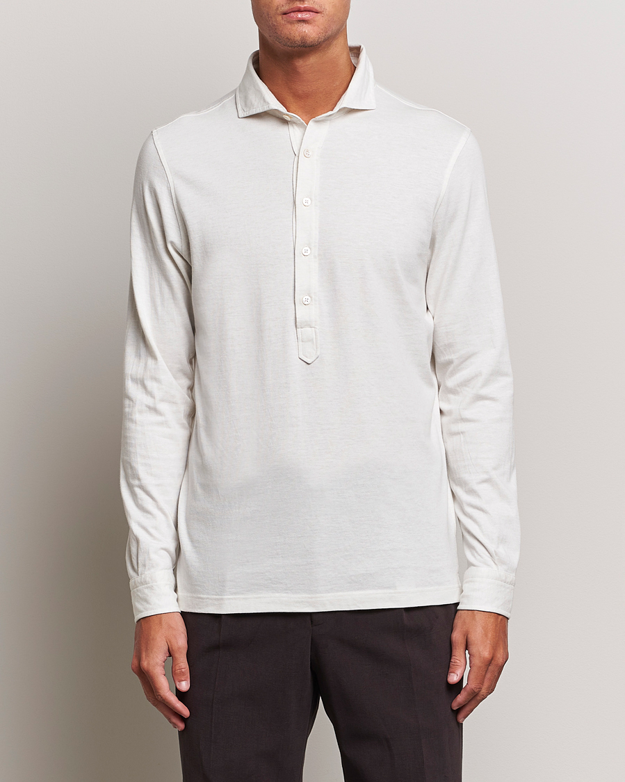 Men |  | Gran Sasso | Brushed Cotton Popover Shirt Creme