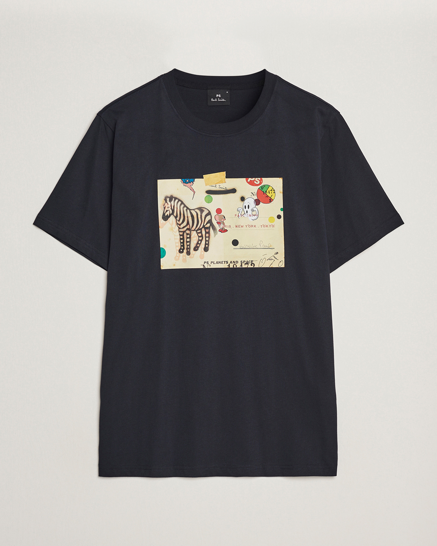 Men | T-Shirts | PS Paul Smith | Zebra Card Crew Neck T-Shirt Navy