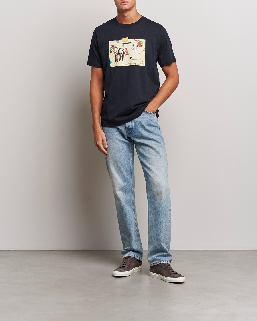 Men | T-Shirts | PS Paul Smith | Zebra Card Crew Neck T-Shirt Navy