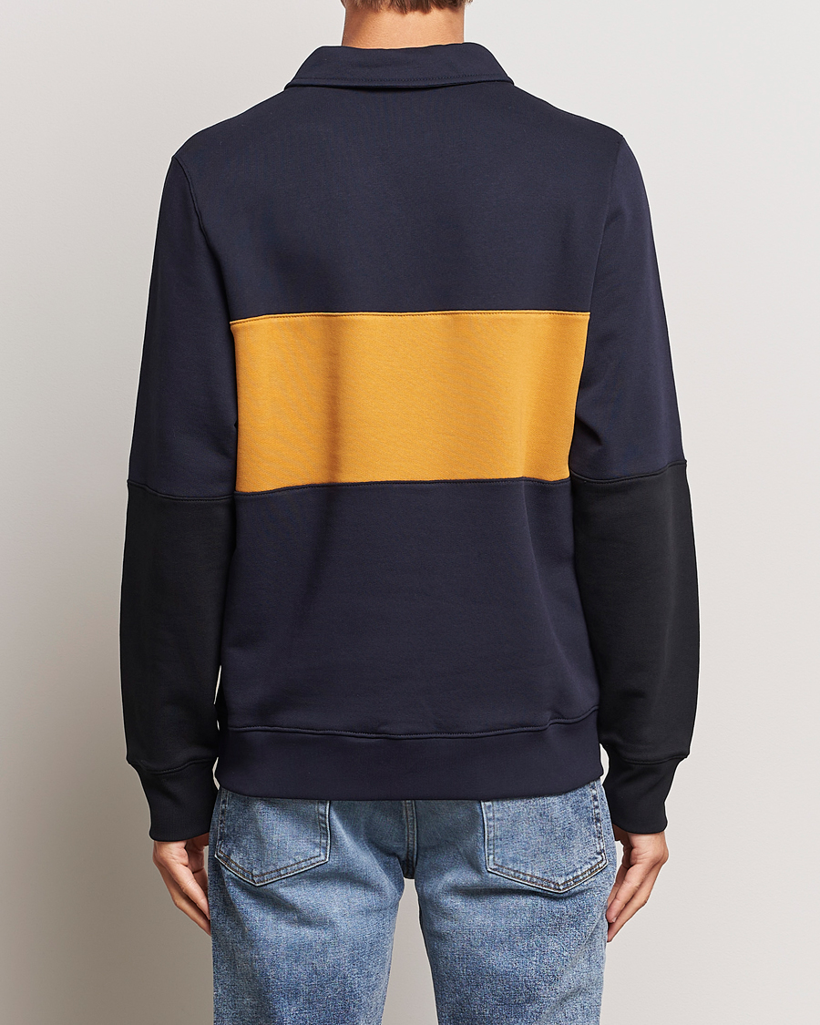 Men | Sweaters & Knitwear | PS Paul Smith | Organic Cotton Zebra Colorblocked Rugger Navy/Yellow