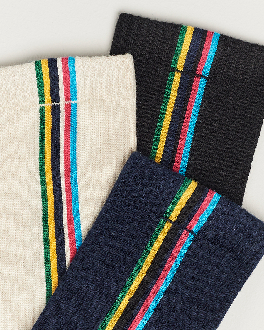 Men |  | PS Paul Smith | 3-Pack Striped Socks Black/Navy/White