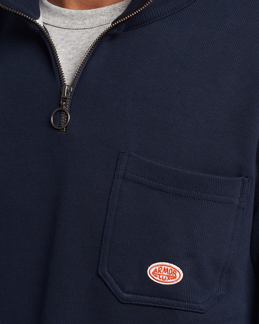 Men | Sweaters & Knitwear | Armor-lux | Camioneur Cotton Half Zip Navy